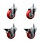 Service Caster 35 Inch Red Polyurethane 12 Inch Threaded Stem Caster Set 2 Brakes SCC SCC-TS20S3514-PPUB-RED-121315-2-PLB2 - alternate 1